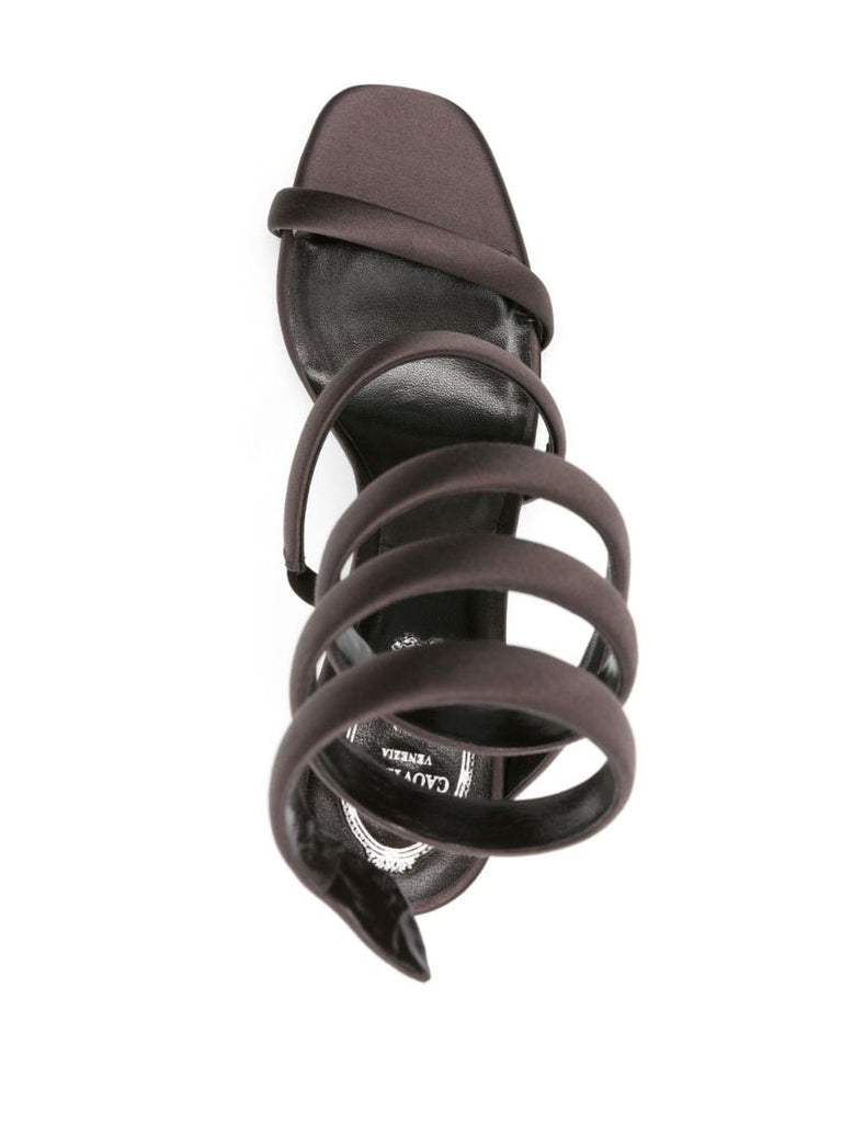 Brown Bulgari 105mm Satin Sandals