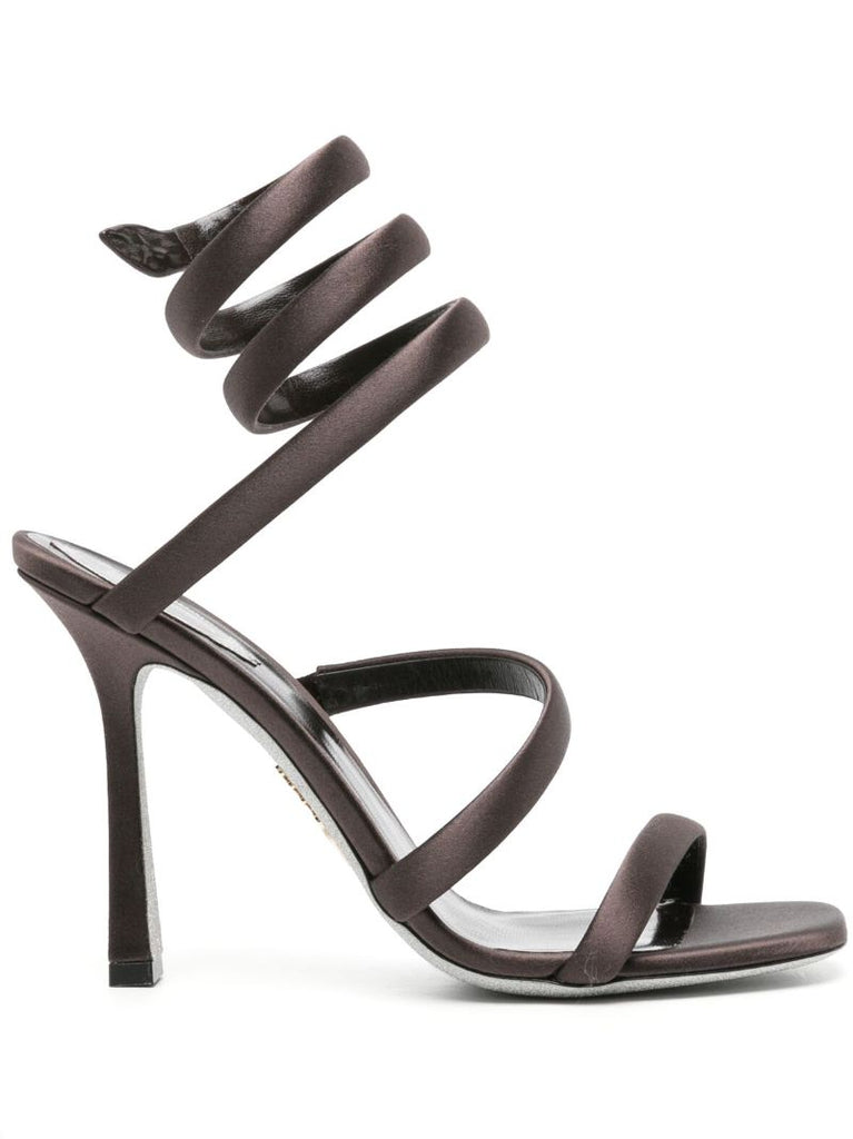 Brown Bulgari 105mm Satin Sandals