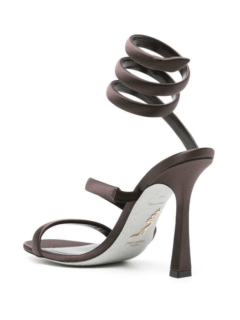Brown Bulgari 105mm Satin Sandals