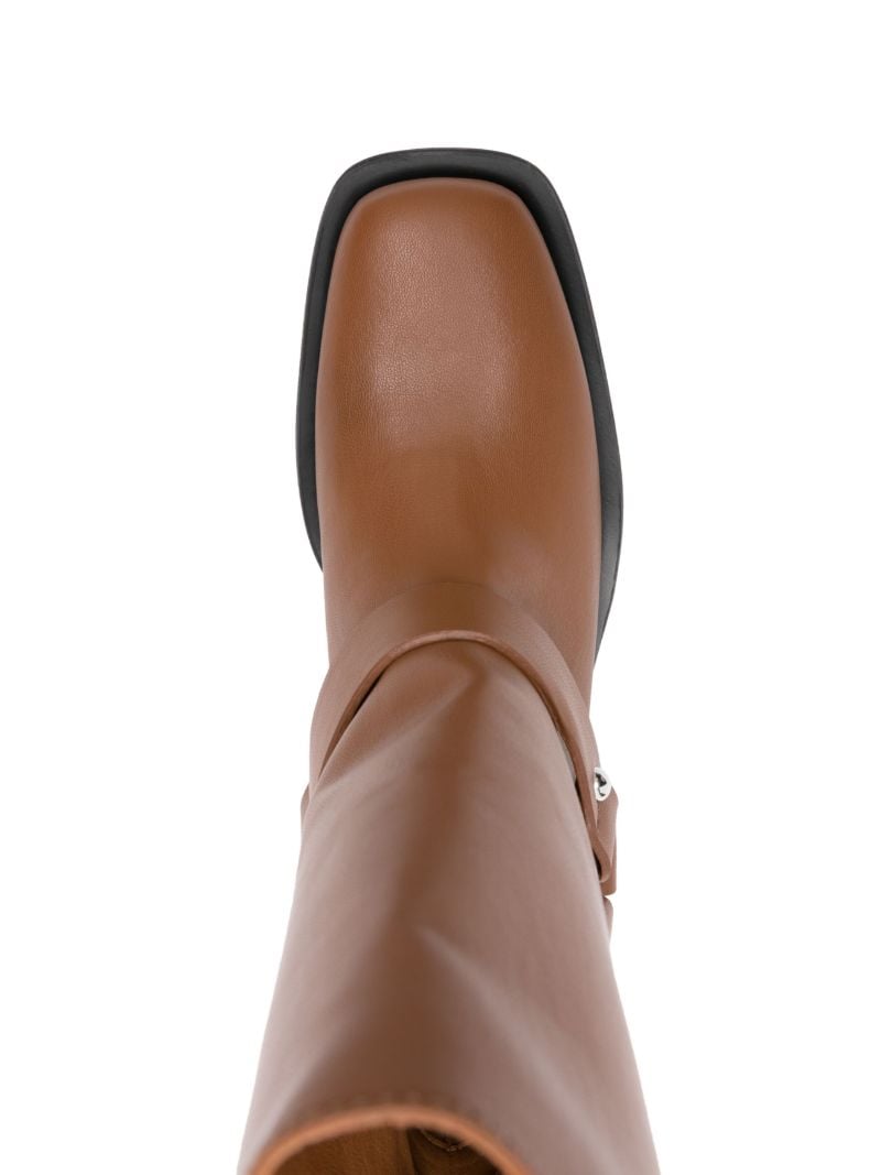 Brown Buckle-strap Biker Boots