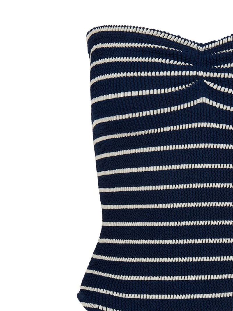 Blue Brooke Striped Crinkle Swimsuit