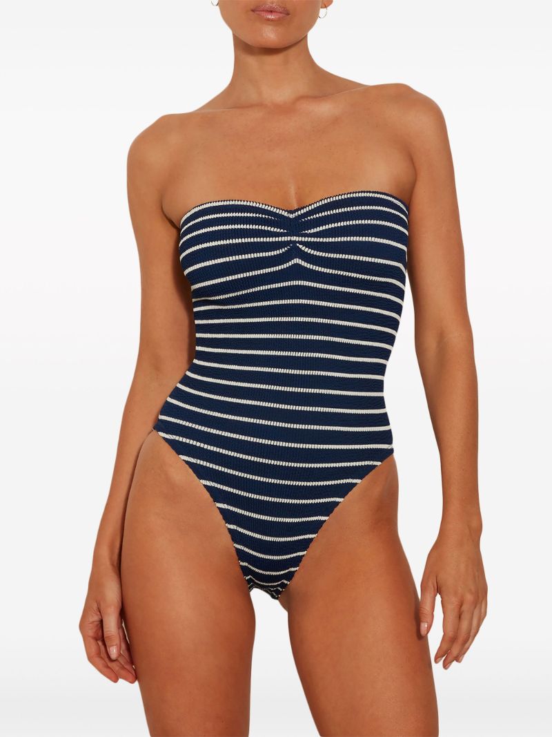 Blue Brooke Striped Crinkle Swimsuit
