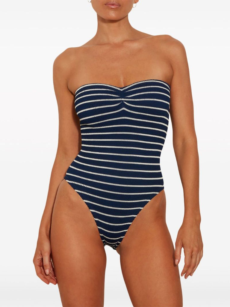 Blue Brooke Striped Crinkle Swimsuit