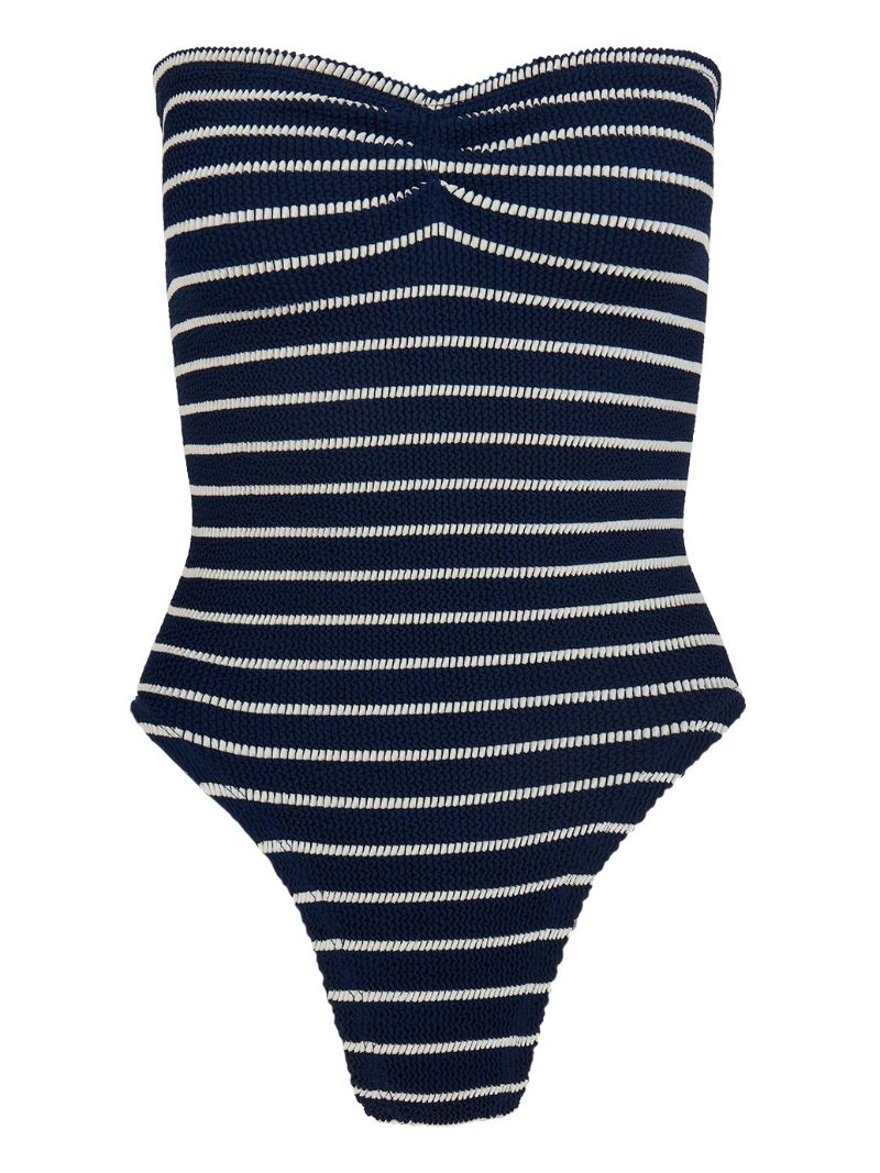 Blue Brooke Striped Crinkle Swimsuit