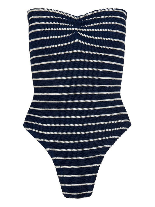 Blue Brooke Striped Crinkle Swimsuit