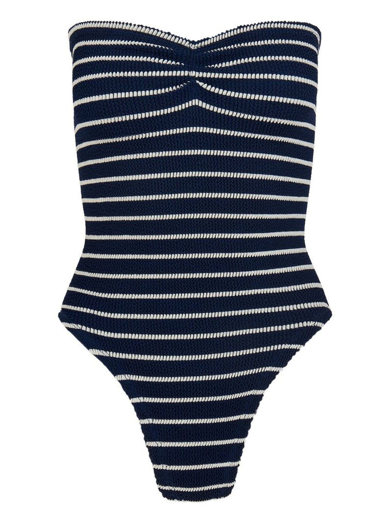 Blue Brooke Striped Crinkle Swimsuit
