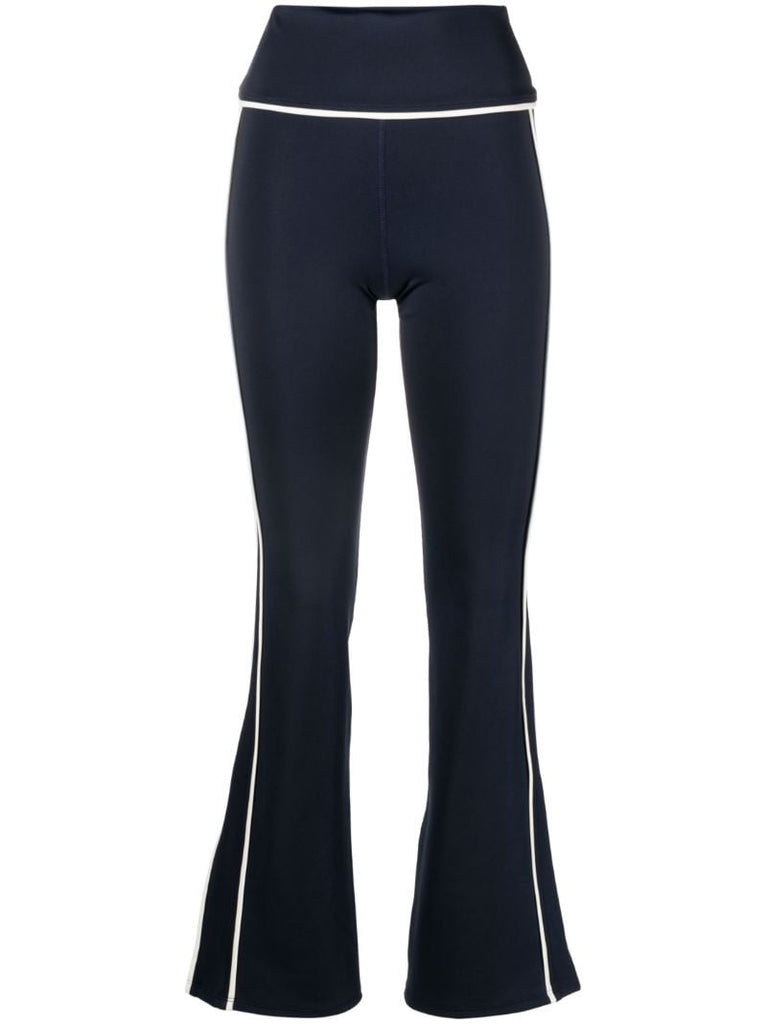 Blue Walle Contrast-trim Flared Leggings