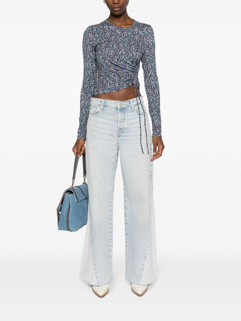 Blue Jazzy Abstract-print Top