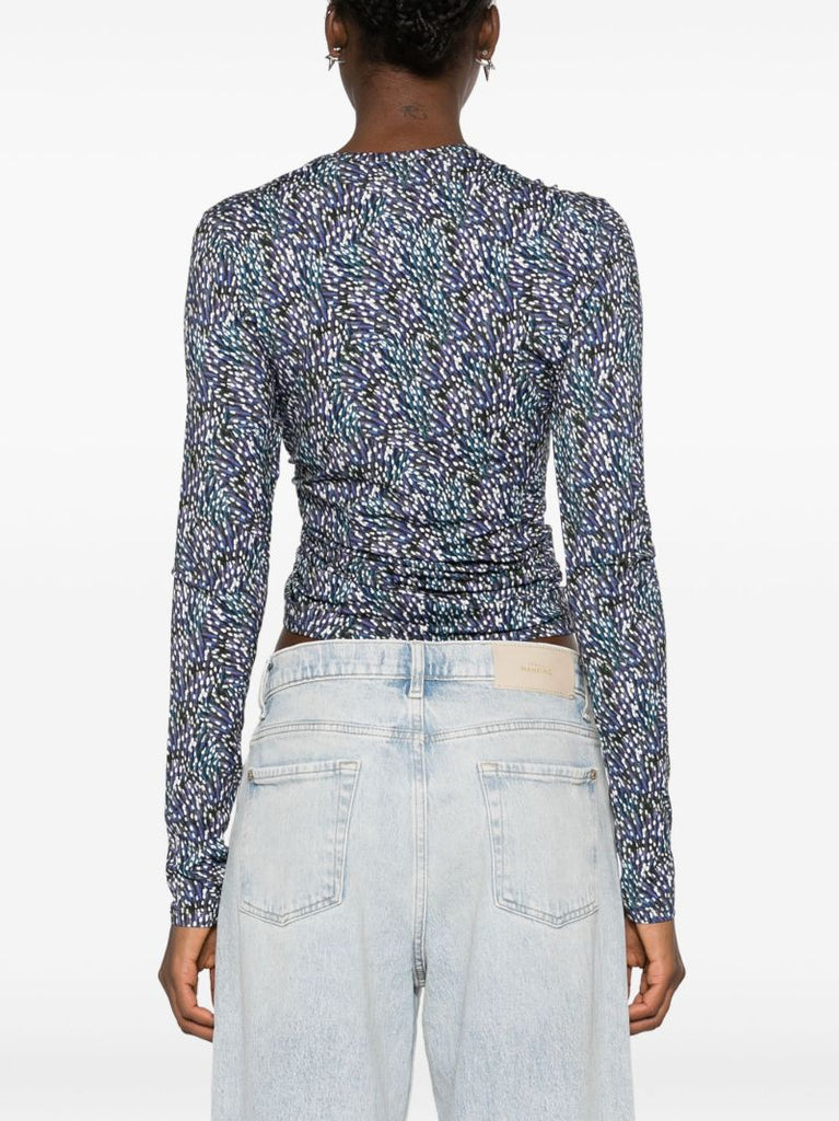 Blue Jazzy Abstract-print Top