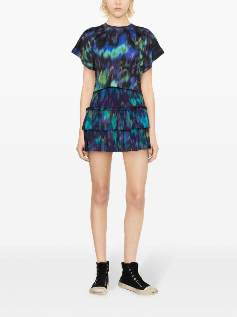 Blue Naomi Cotton Tiered Skirt