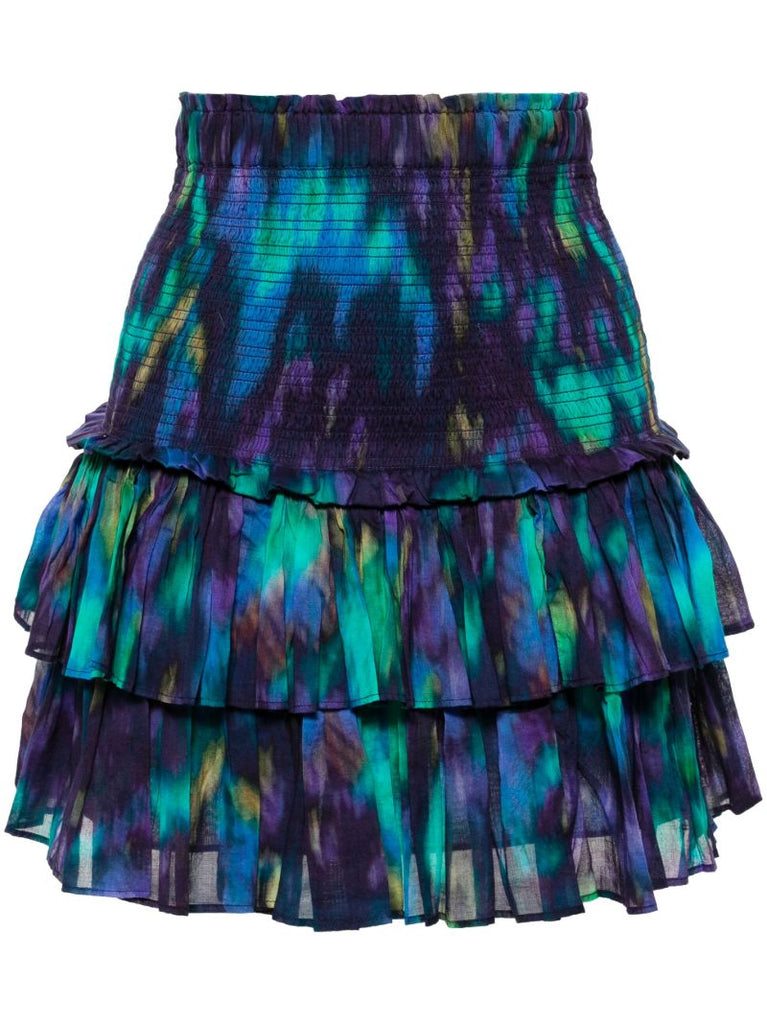 Blue Naomi Cotton Tiered Skirt