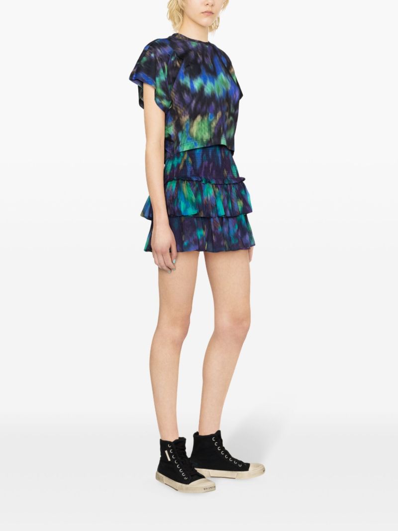Blue Naomi Cotton Tiered Skirt