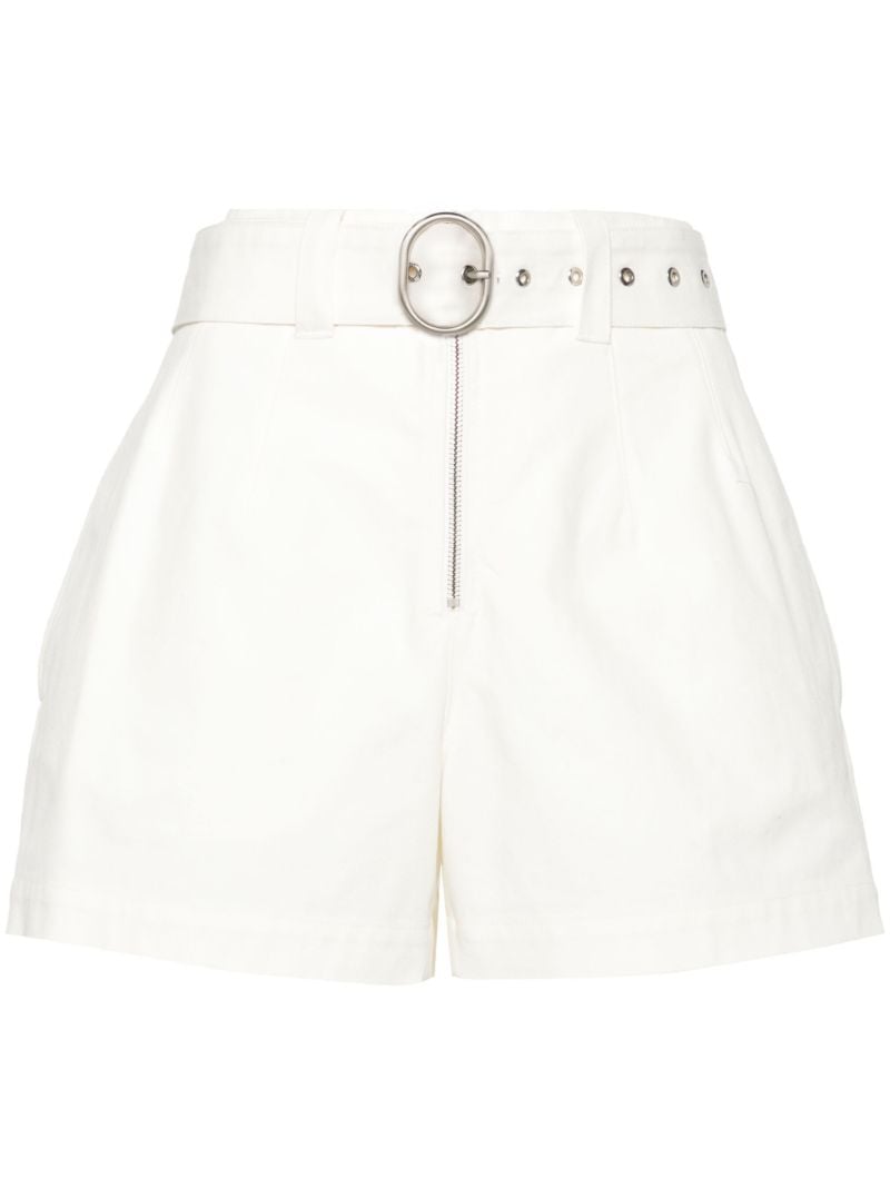 White Belted Cotton Shorts