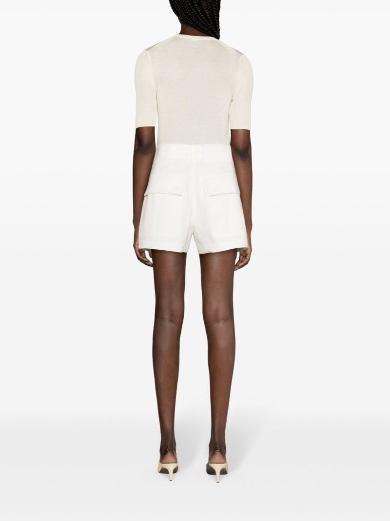 White Belted Cotton Shorts