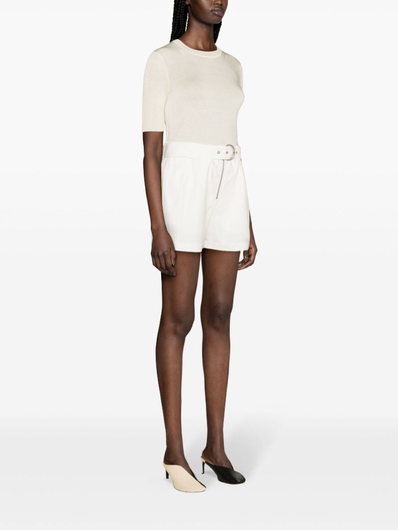 White Belted Cotton Shorts