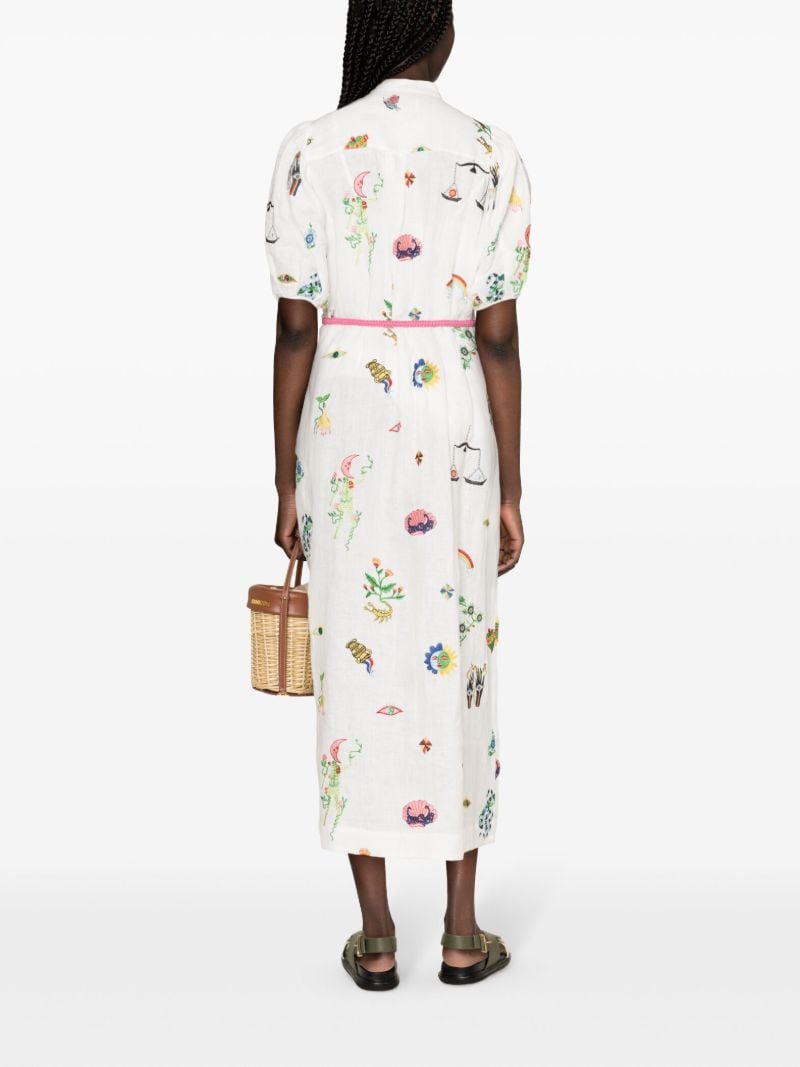 White Atticus Embroidered Linen Dress