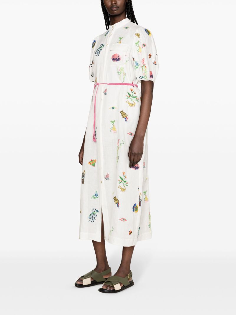 White Atticus Embroidered Linen Dress