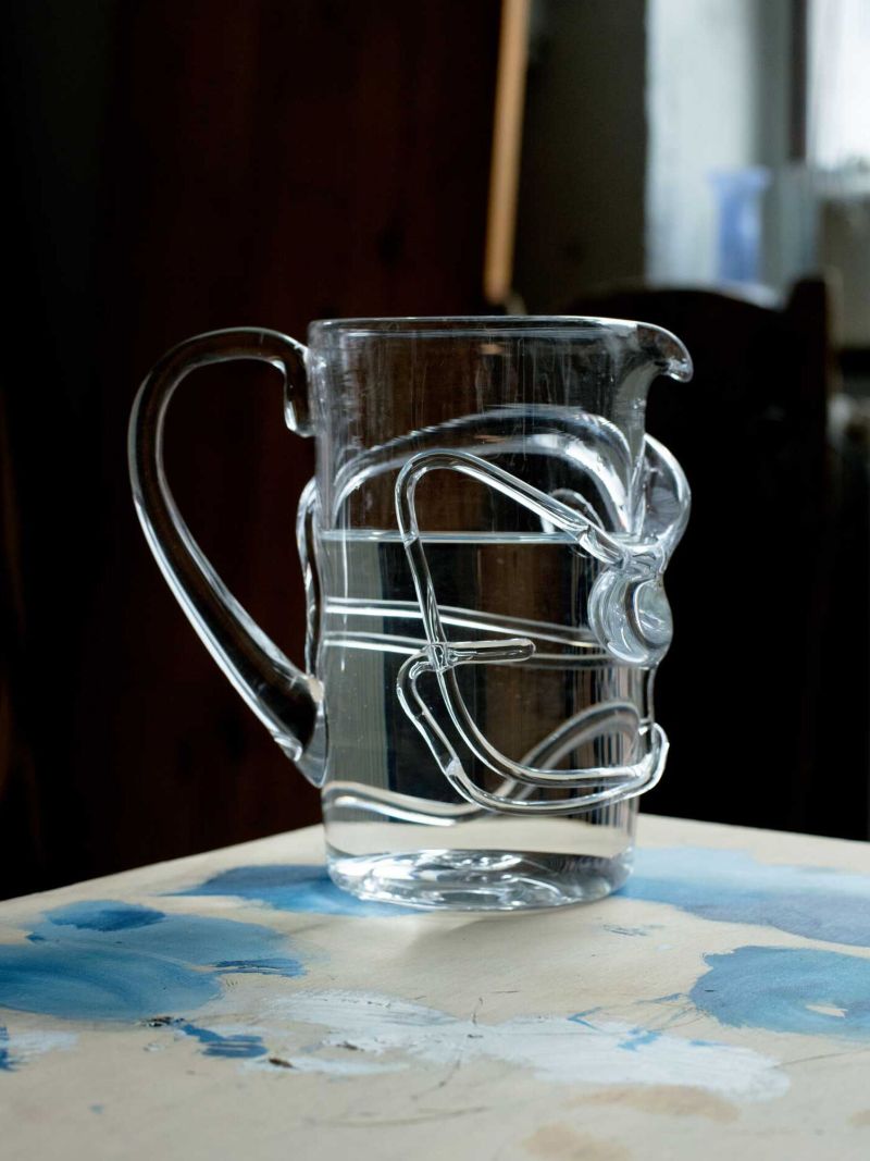 White Ivy Glass Jug
