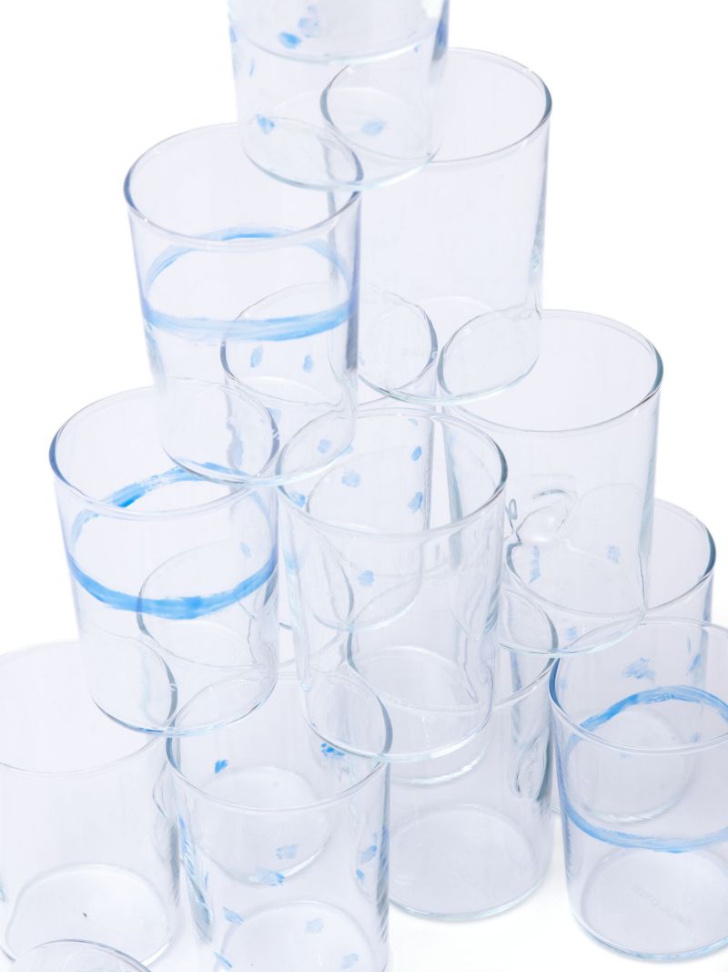 Blue Soft Serve Dotted Glass Set
