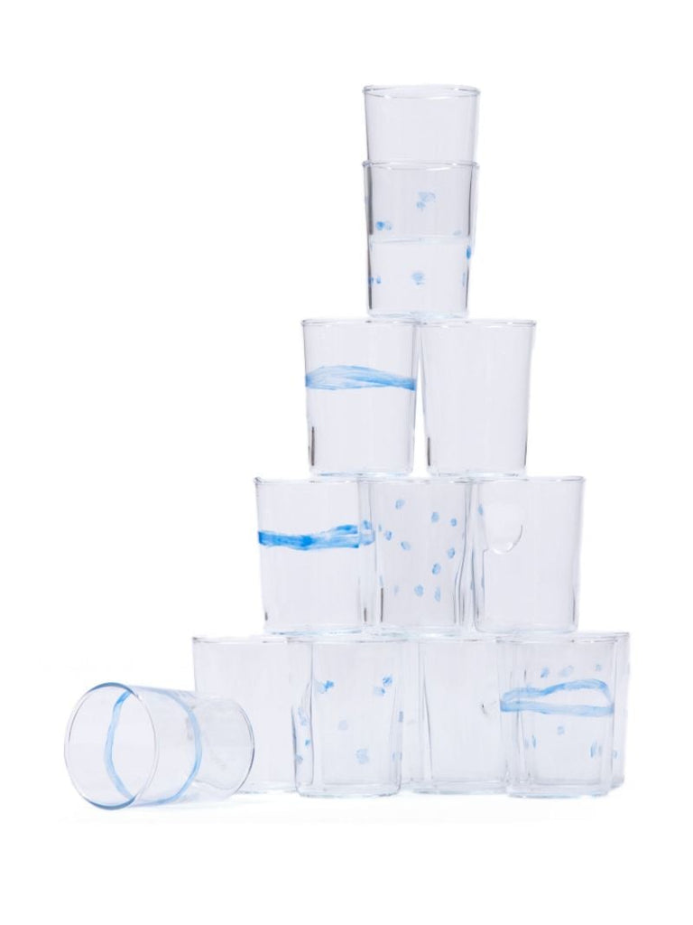 Blue Soft Serve Dotted Glass Set