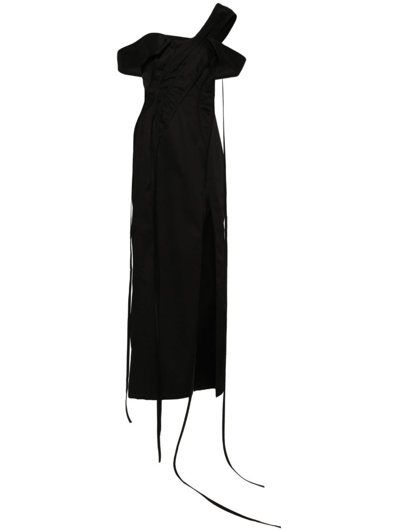Black Strap-detail Cotton Maxi Dress