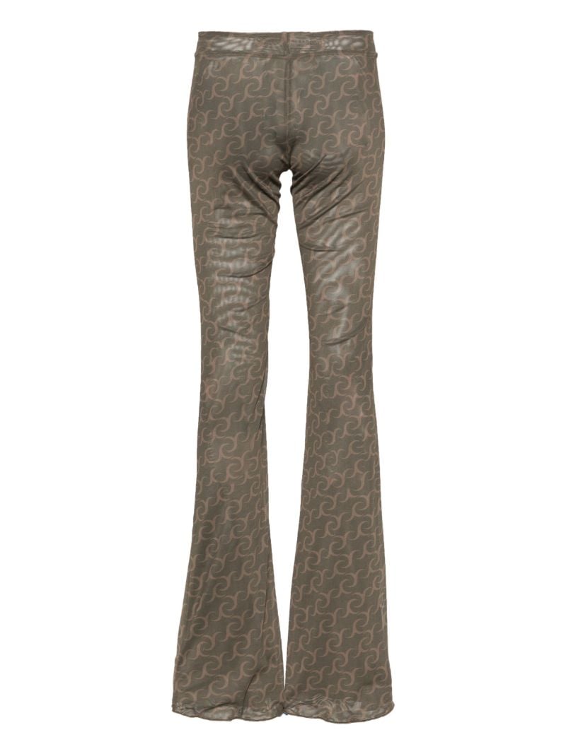 Green Wilted Flowers-print Flared Trousers