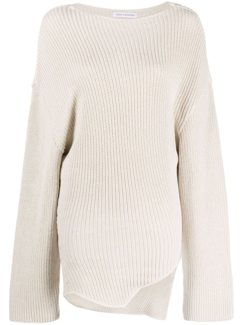 White Asymmetric Organic Cotton Jumper