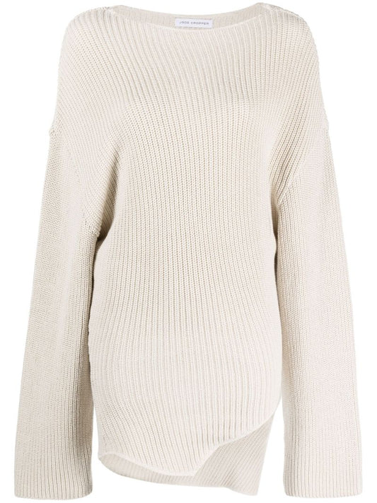 White Asymmetric Organic Cotton Jumper