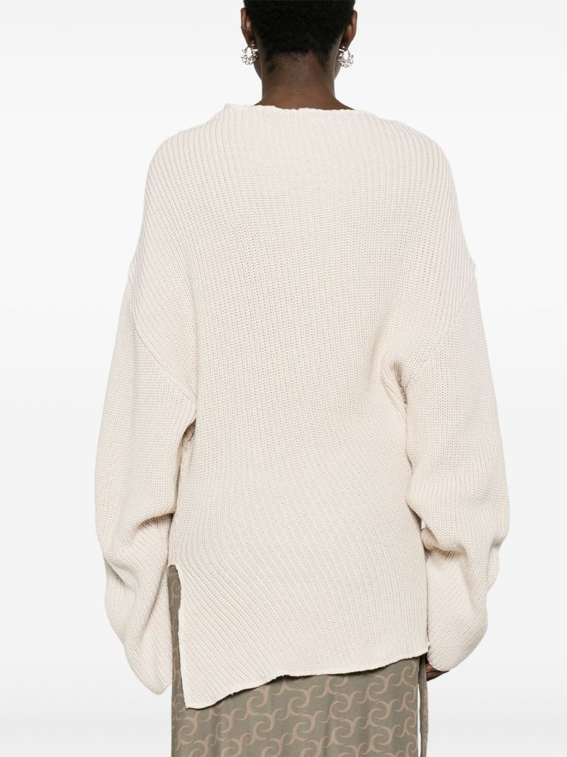 White Asymmetric Organic Cotton Jumper
