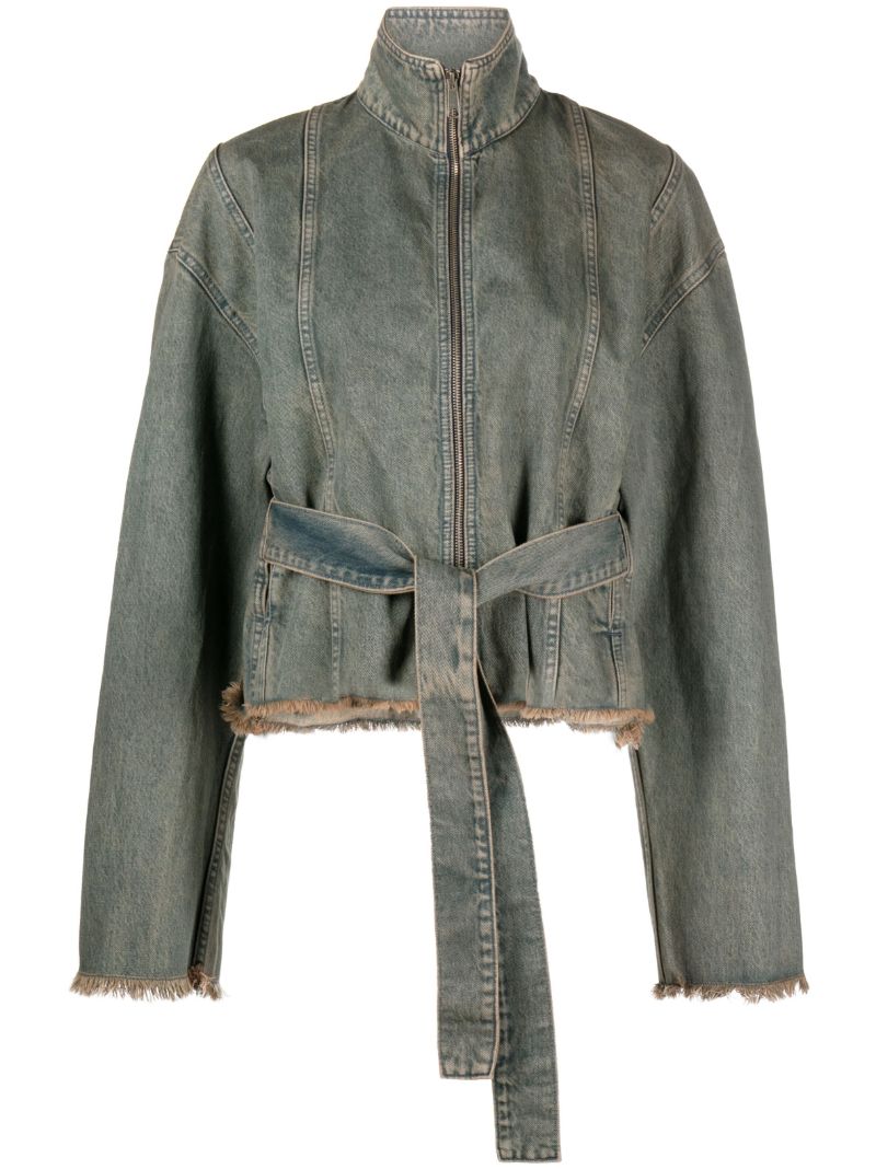 Grey Belted Denim Jacket