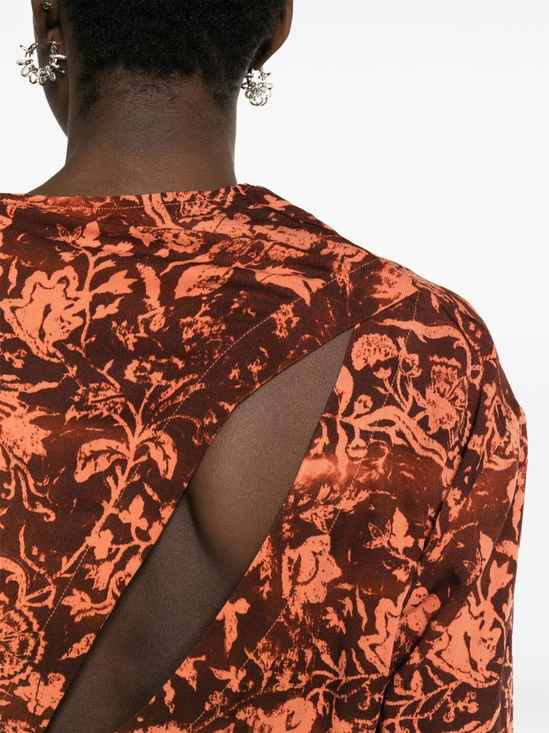 Brown Wilted Flowers-print Blouse
