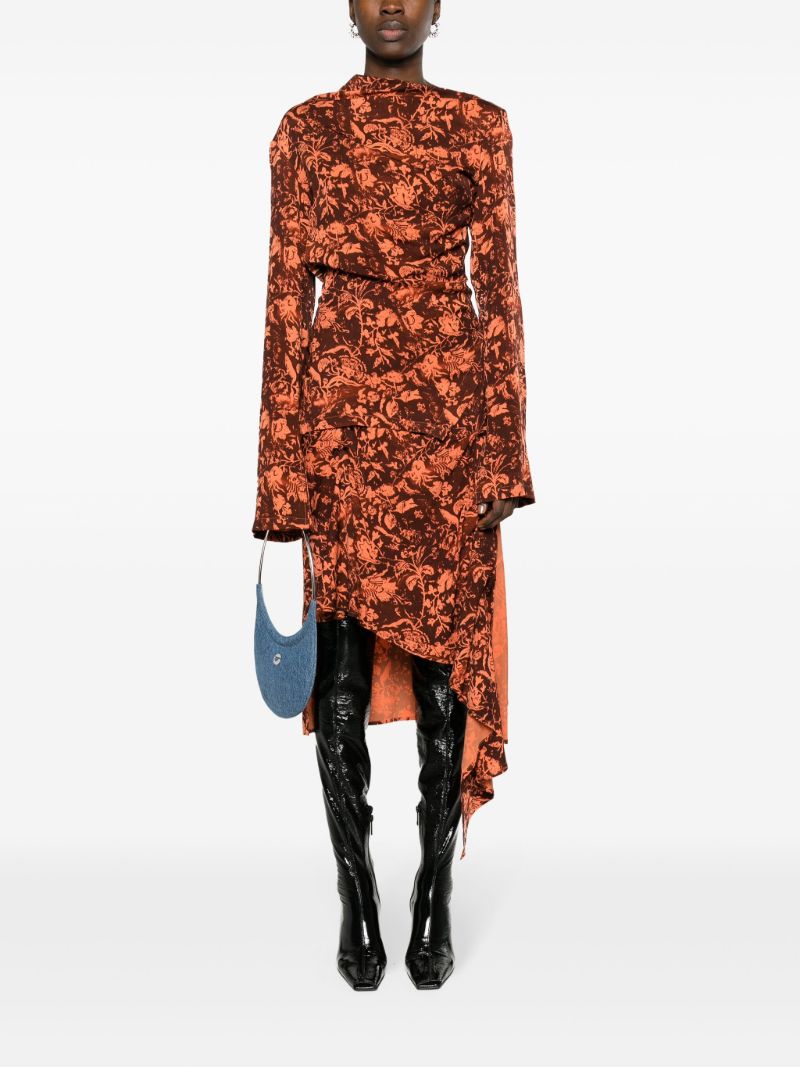 Brown Wilted Flowers-print Blouse