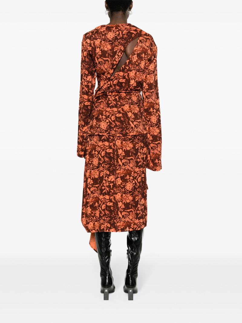 Brown Wilted Flowers-print Blouse