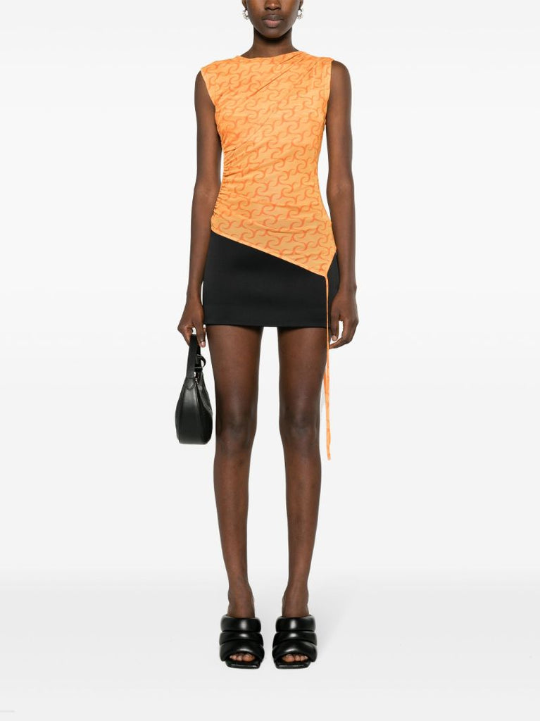 Orange Logo-print Asymmetric Top