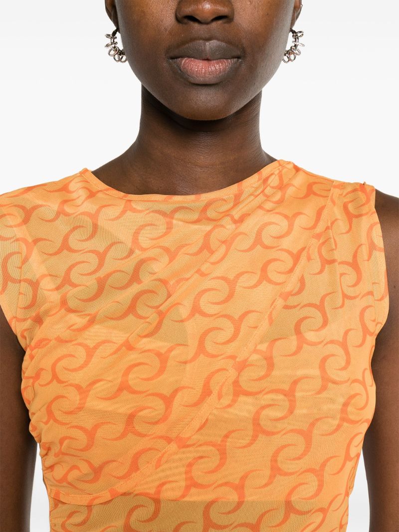Orange Logo-print Asymmetric Top