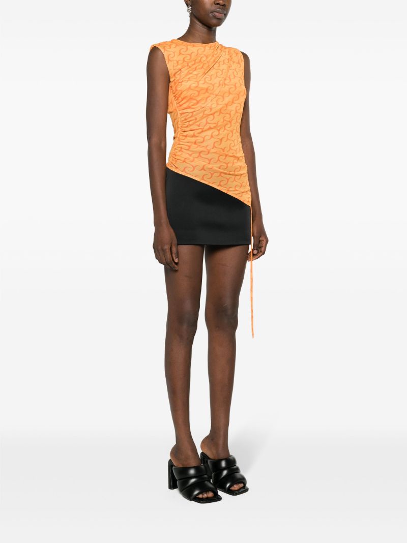 Orange Logo-print Asymmetric Top