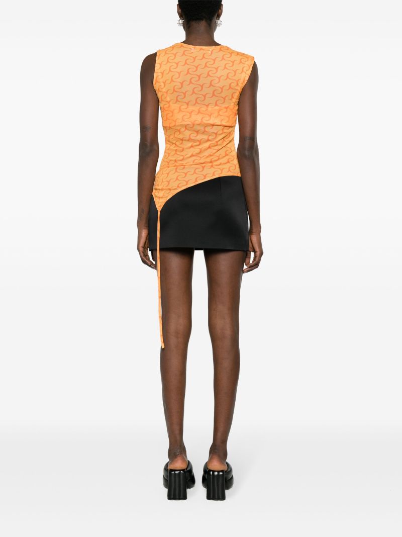 Orange Logo-print Asymmetric Top