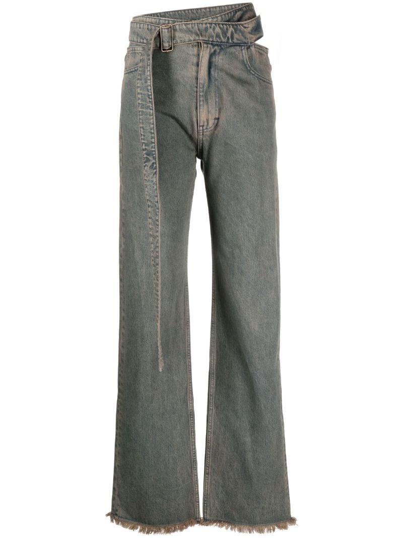 Grey Cut-out Straight-leg Jeans