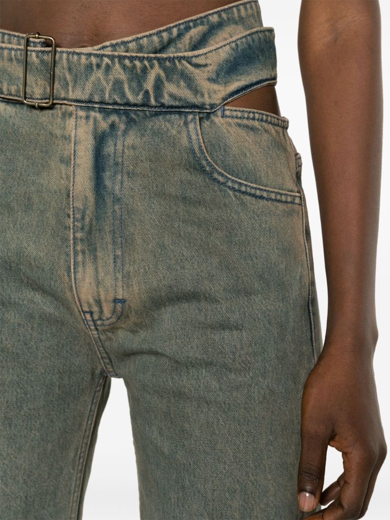 Grey Cut-out Straight-leg Jeans