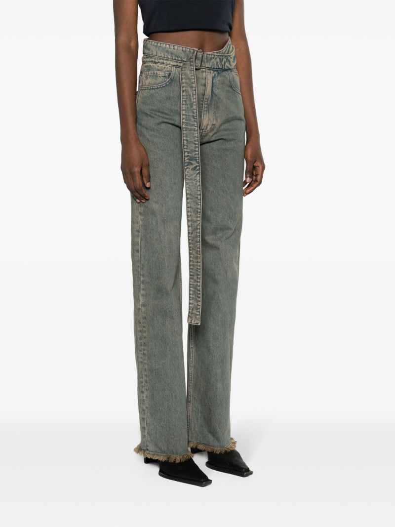Grey Cut-out Straight-leg Jeans