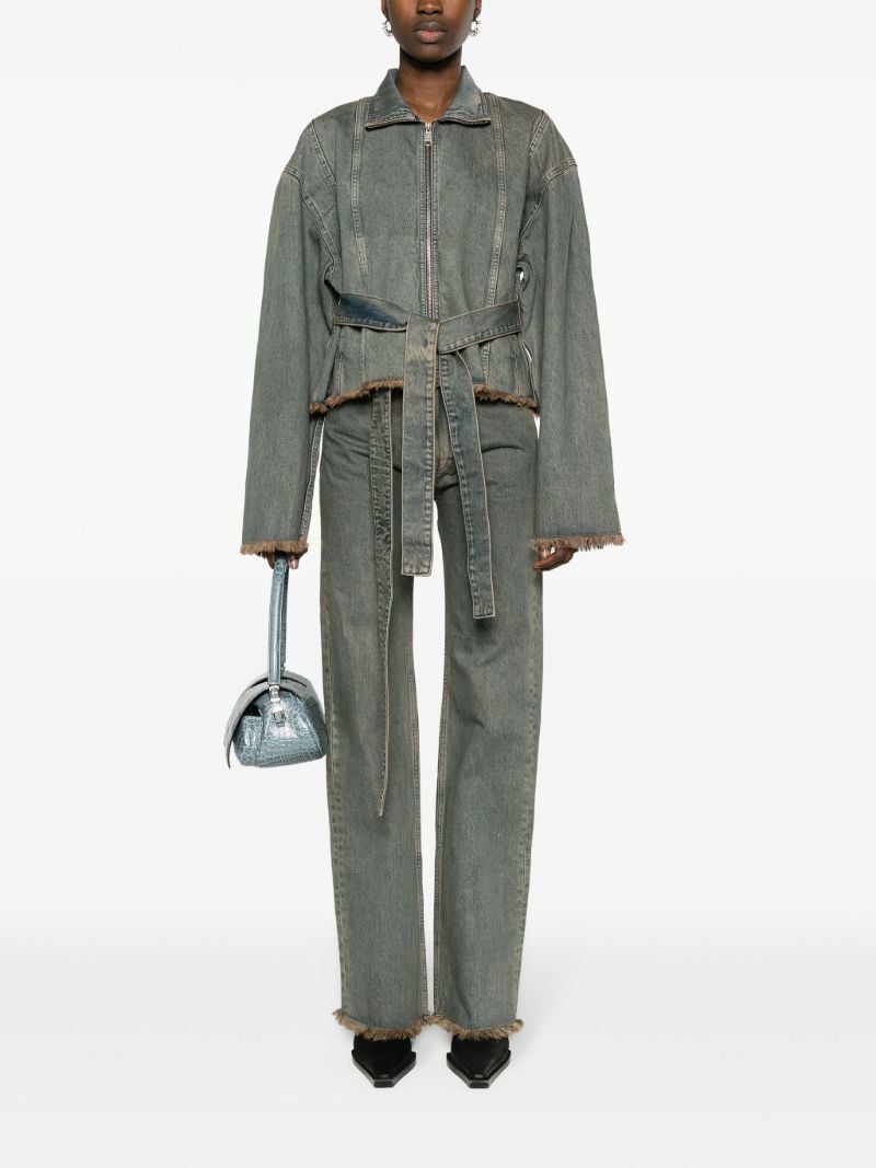 Grey Cut-out Straight-leg Jeans