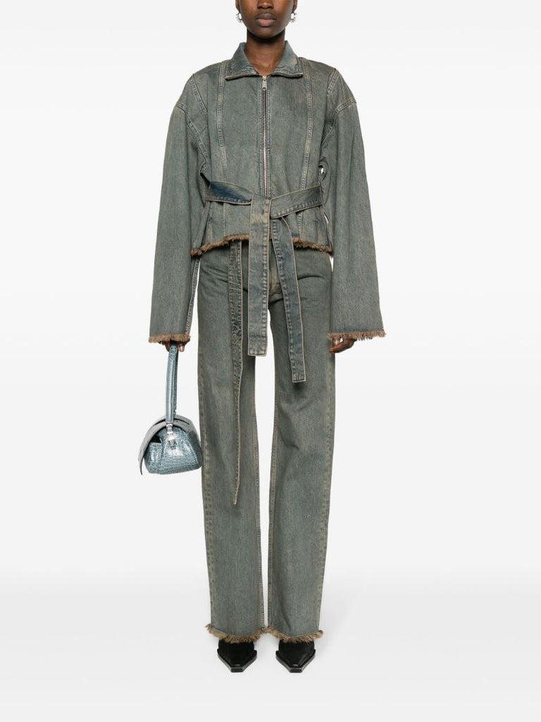 Grey Cut-out Straight-leg Jeans