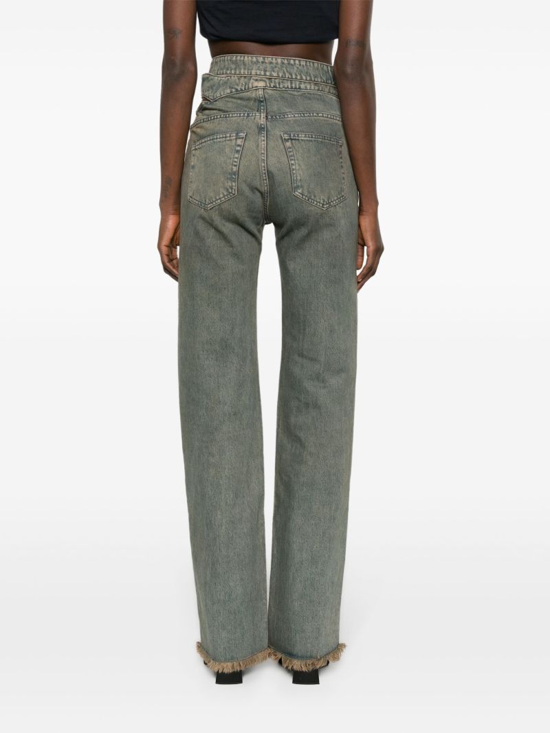 Grey Cut-out Straight-leg Jeans
