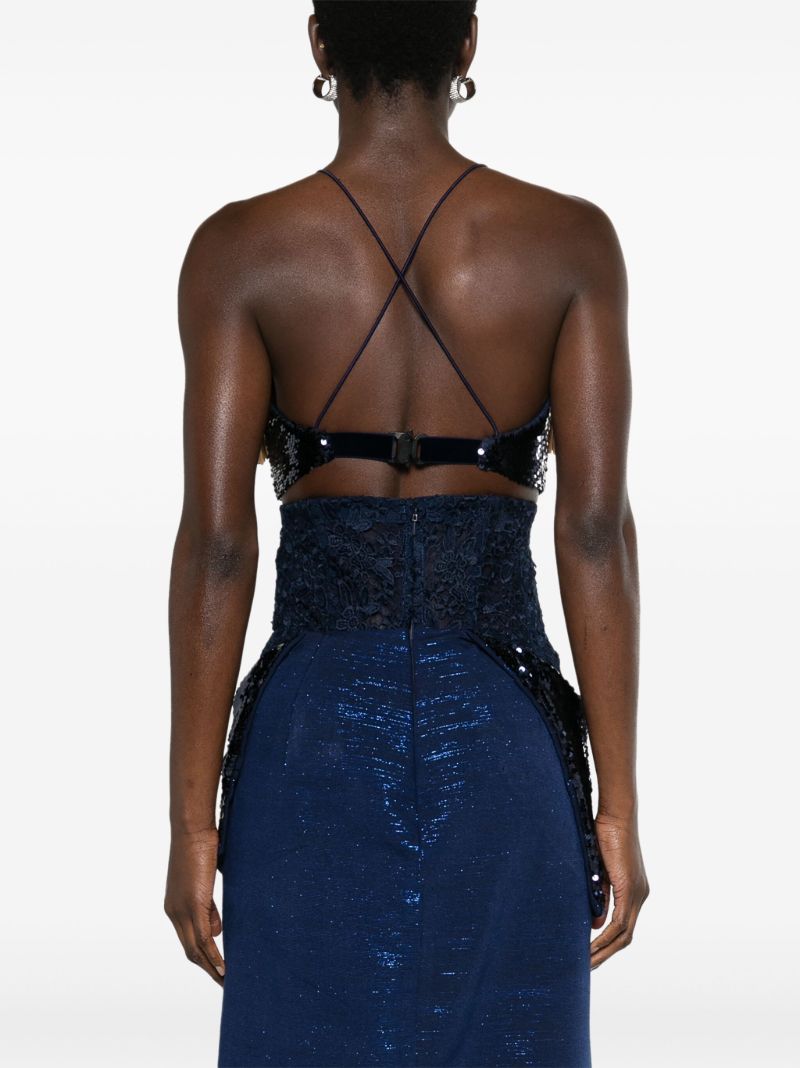Blue Mlamli Sequinned Crop Top