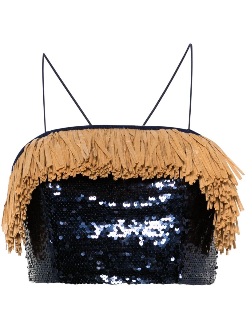 Blue Mlamli Sequinned Crop Top