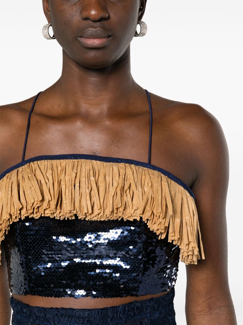 Blue Mlamli Sequinned Crop Top