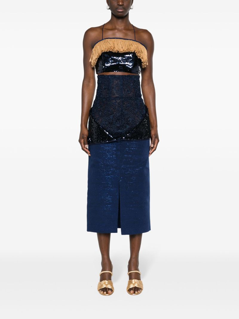 Blue Mlamli Sequinned Crop Top