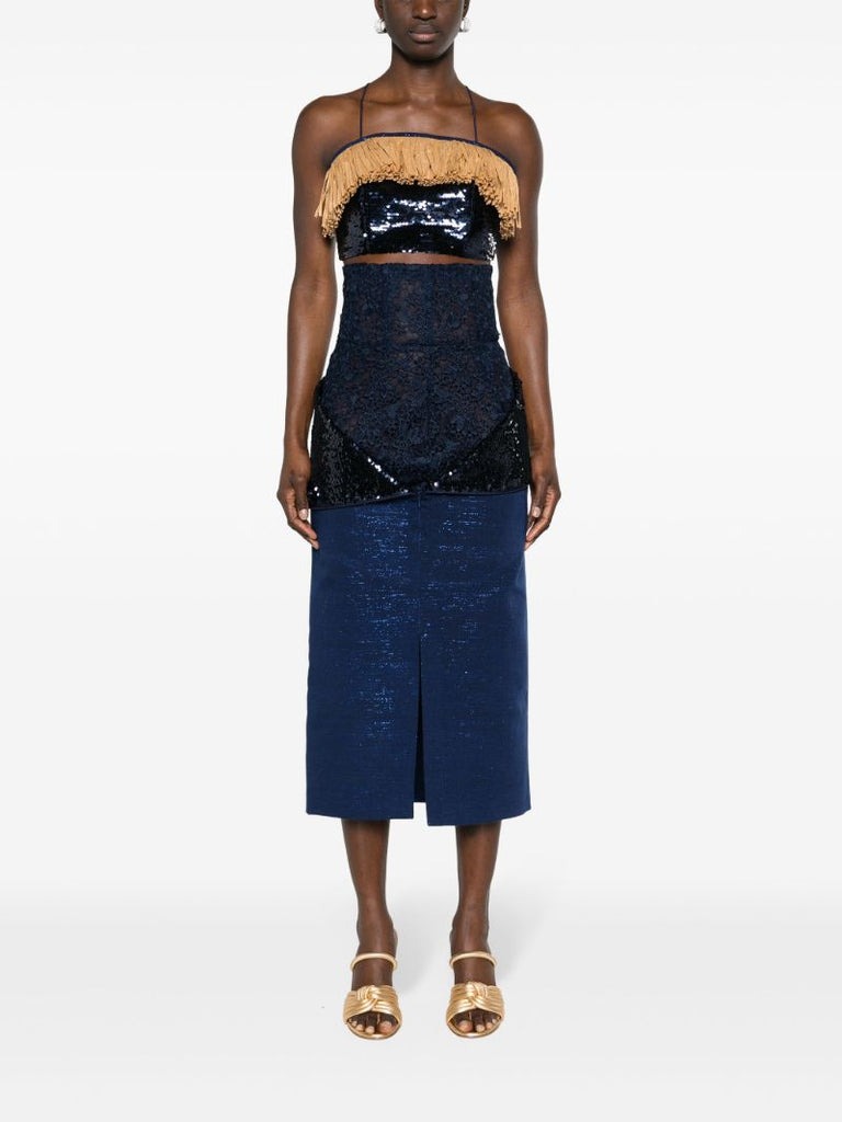 Blue Mlamli Sequinned Crop Top