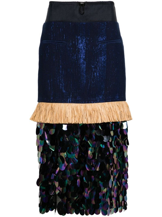 Blue Doing Too Much Midi Skirt