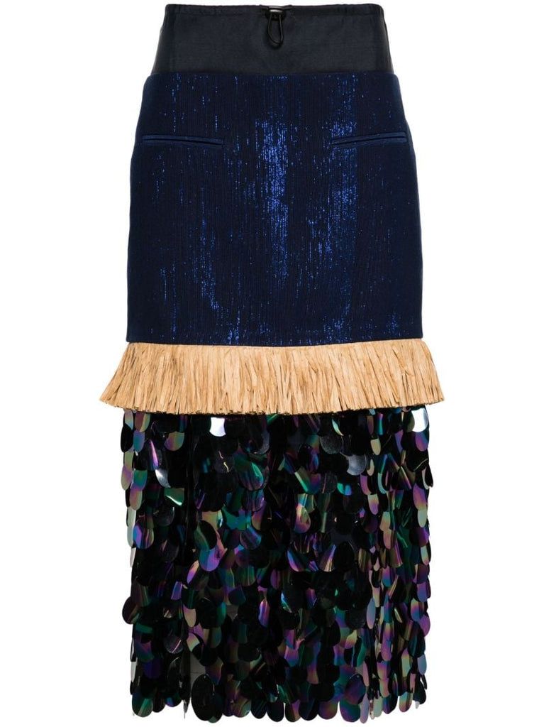 Blue Doing Too Much Midi Skirt